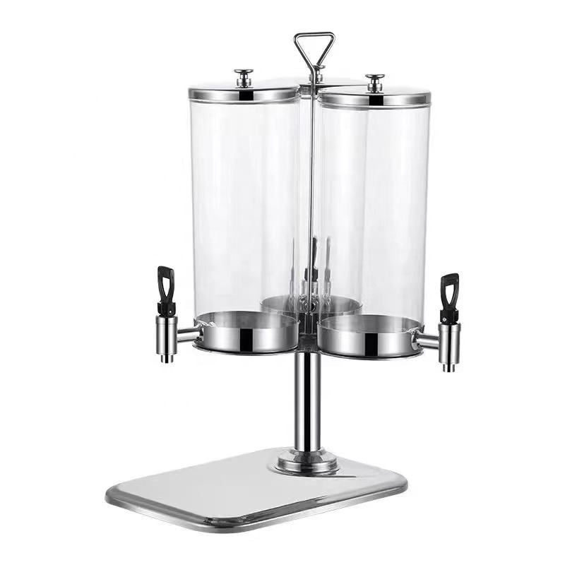 2023 Commercial Equipment buffet cold beverage juice dispenser rotatable Glass Container and oatmeal coffee dispenser