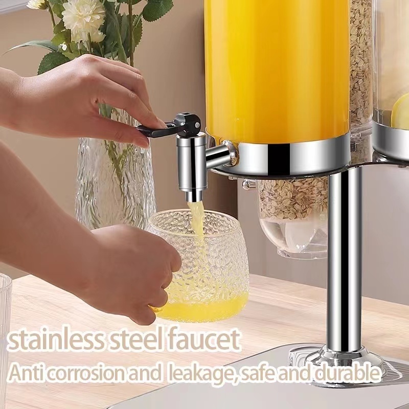 2023 Commercial Equipment buffet cold beverage juice dispenser rotatable Glass Container and oatmeal coffee dispenser