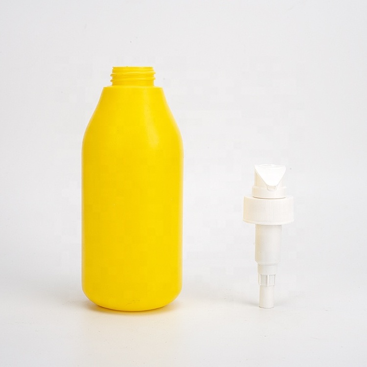 500ML Yellow HDPE Plastic Lotion Bottles with Pump Sprayer Empty Baby Shampoo Bottle for Wholesale Screen Printed