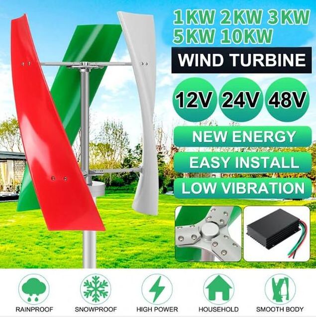 Factory direct sales CE Vertical wind generator 500w 1kw 2kw 3kw 12v 24v 48V  vertical wind turbine for home use