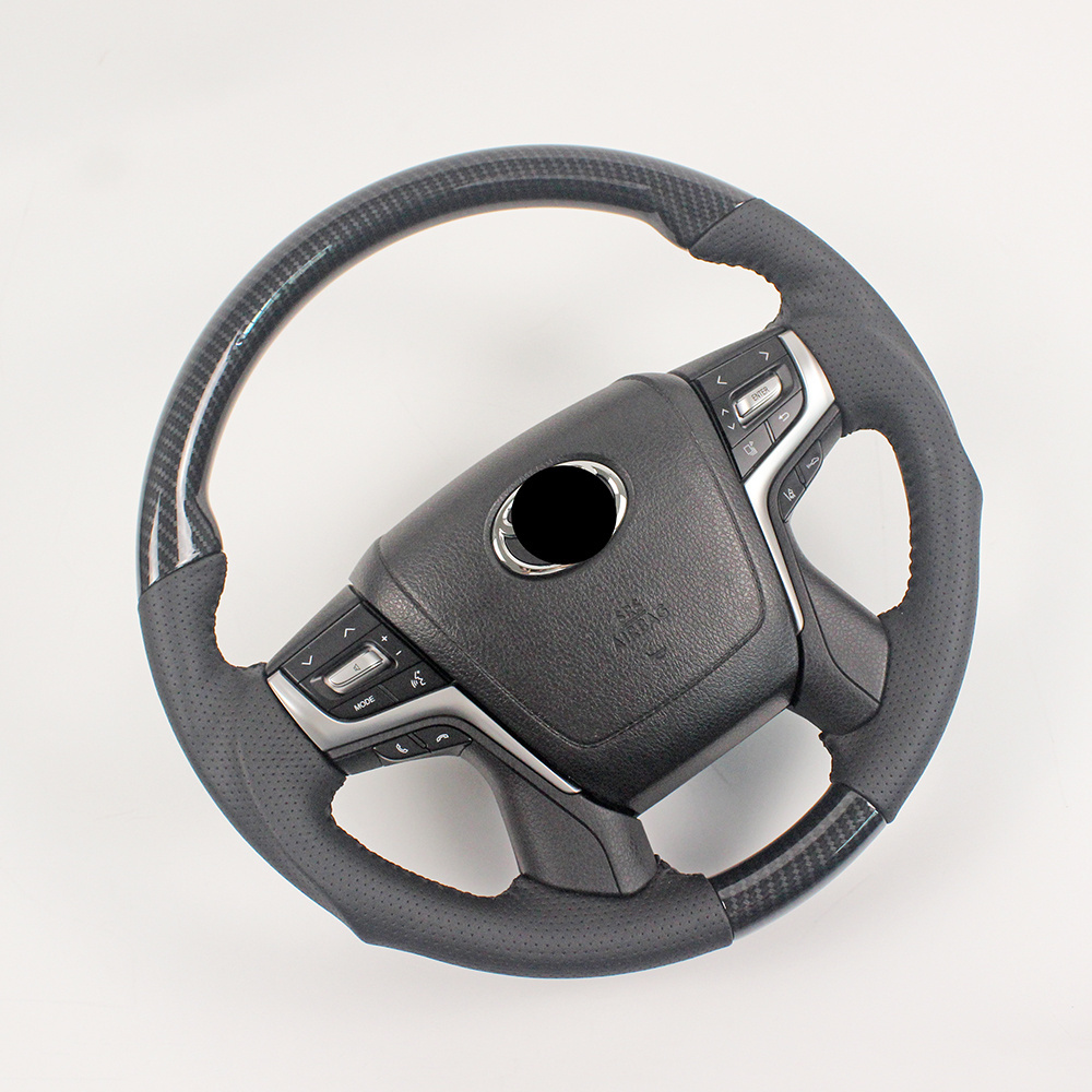 LC70 LC76 LC200 Carbon Fiber Leather  Aluminum Alloy Steering Wheel Complete Kit For Toyota Land Cruiser 70 200  Accessories