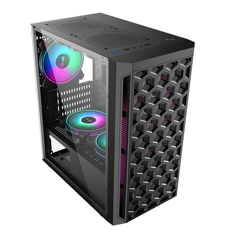 oem High quality M-atx with power supply fan cooler master plastic LED gaming cpu cabinet computer case