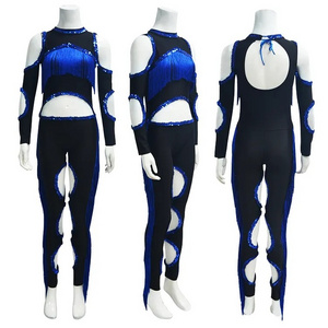 oem hip hop jazz latin Bead stage leotards Unitard performance wear Rhinestone Dance Costumes futuristic clothing For Boy men