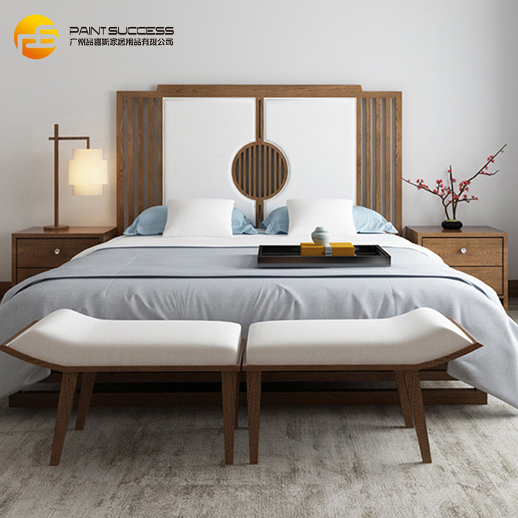 Custom Chinese style bedroom carving super king size beds