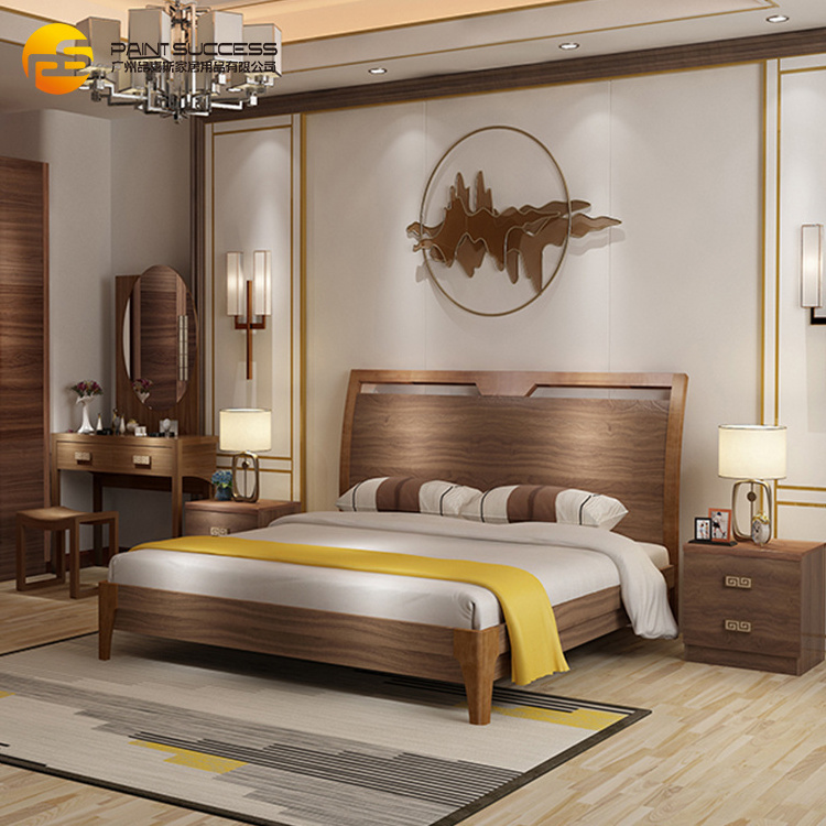 Custom Chinese style bedroom carving super king size beds