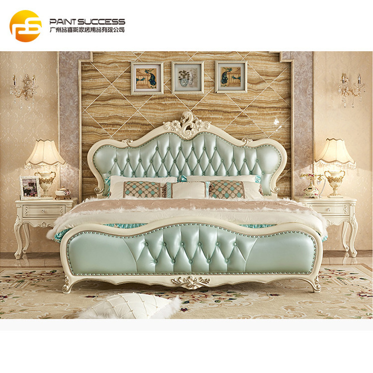 Custom 2018 new classical french style solid wood bed with carving