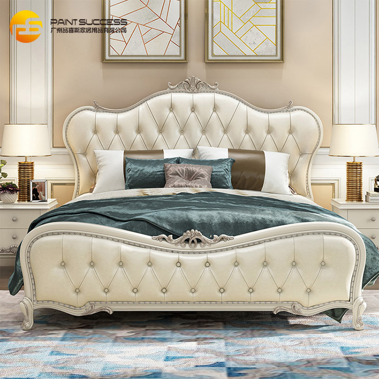 Custom 2018 new classical french style solid wood bed with carving