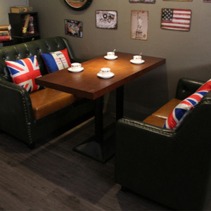 custom American type modern leather western restaurant sofa booth cafe bar and milk tea dessert shop table and chair