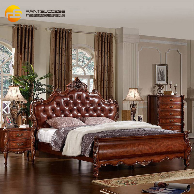 New Arrival Latest Design French Super King Size Bed Baroque Style  Bedroom Furniture