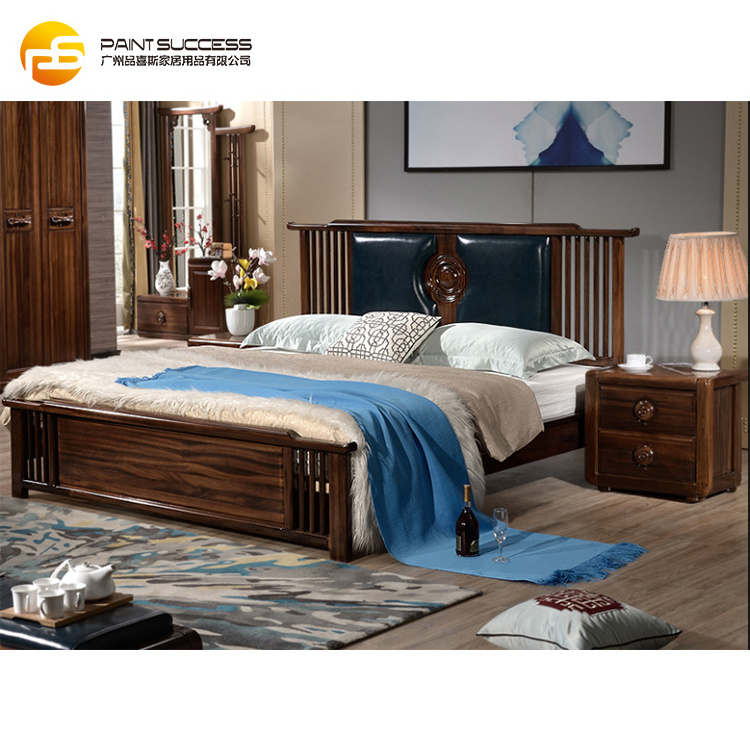 Custom Chinese style bedroom carving super king size beds