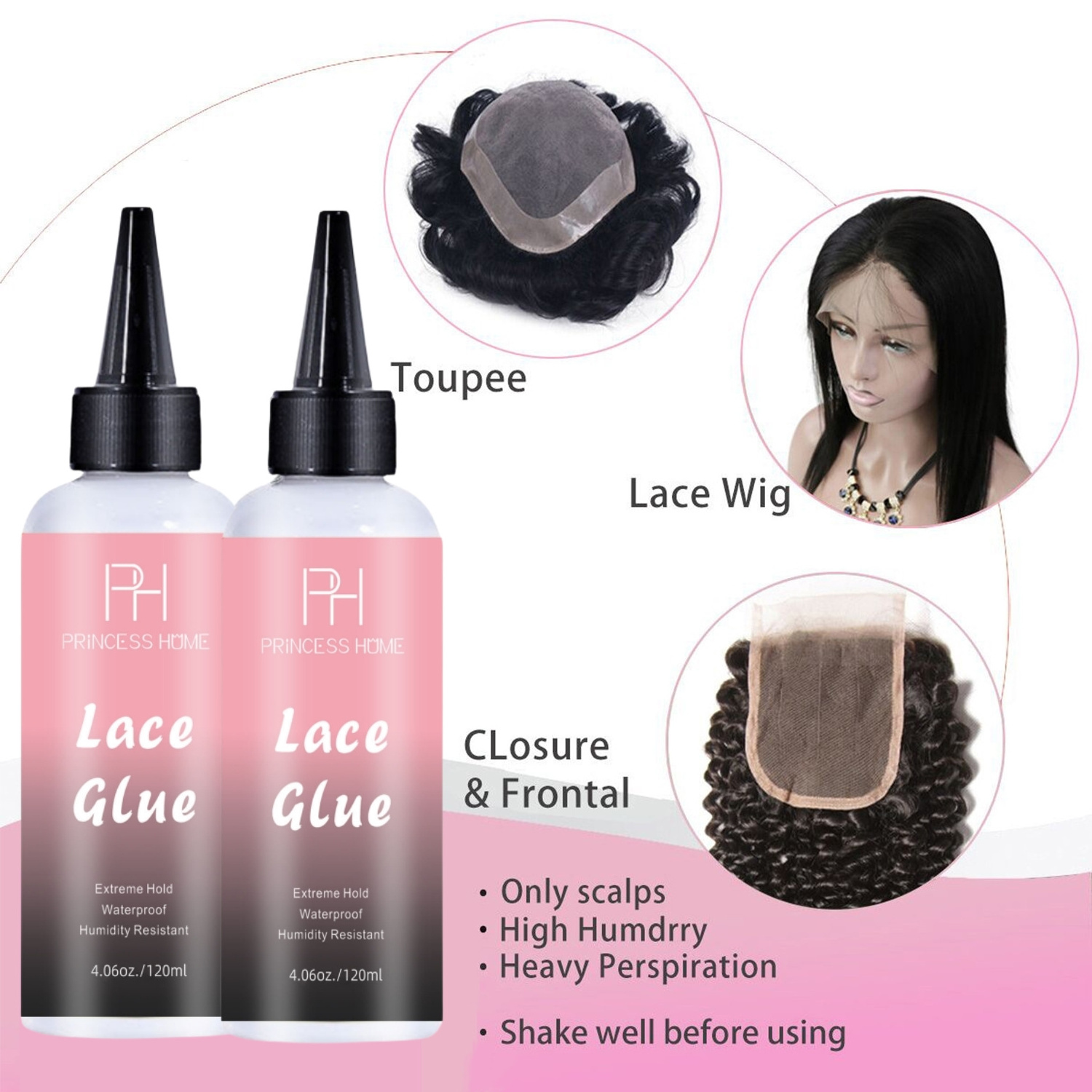 Private Label Hair Glue Adhesive Waterproof Strong Hold Invisible Wig Lace Glue Hair Extension Frontal Wig Glue