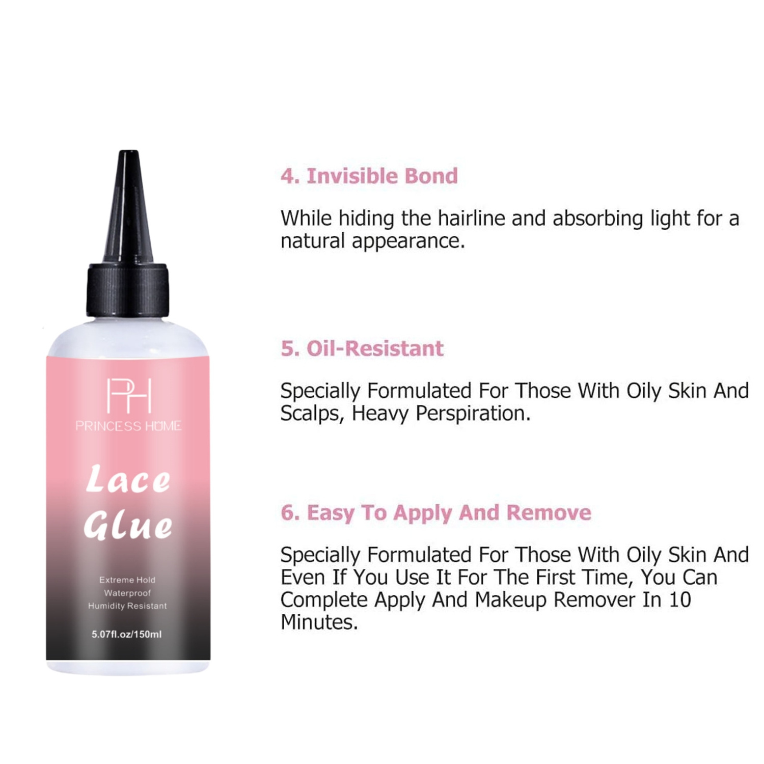 Private Label Hair Glue Adhesive Waterproof Strong Hold Invisible Wig Lace Glue Hair Extension Frontal Wig Glue