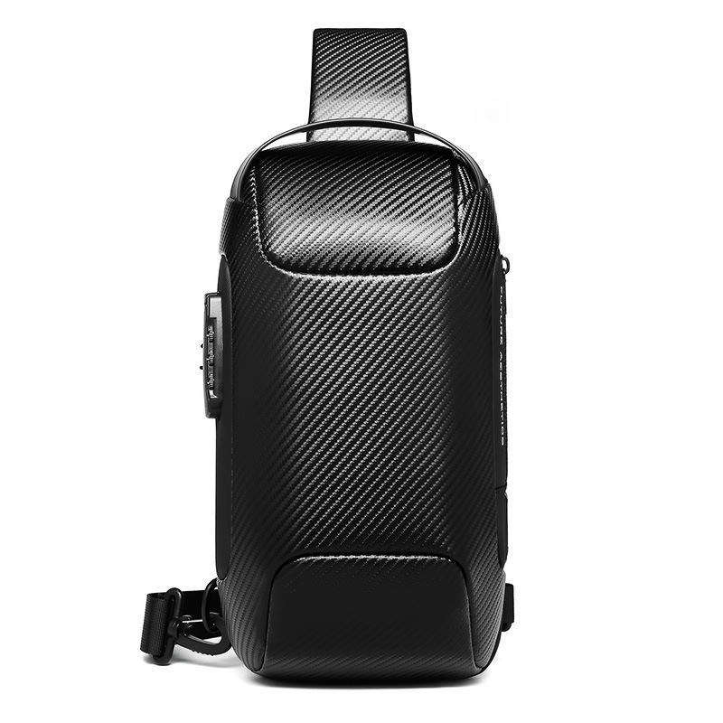 Boys' Multi-Functional Waterproof Chest Bag New Carbon Fiber Pattern Single Shoulder Crossbody Bag for Packing