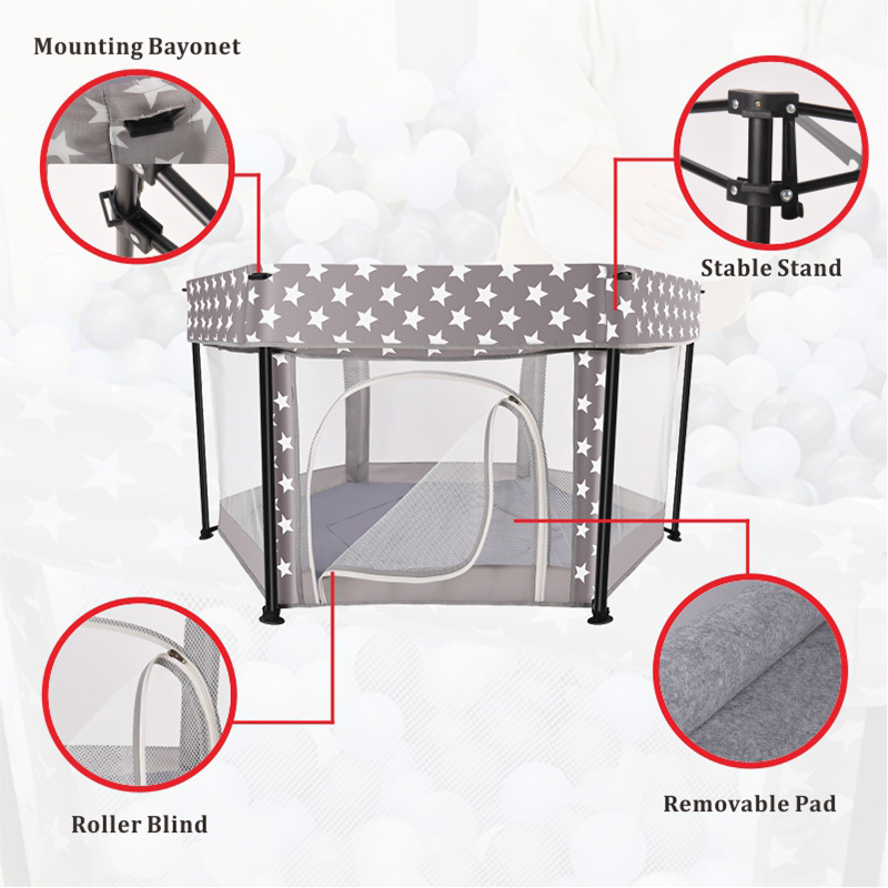 Modern Mesh Fabric Play Game for Baby Playpen Plastic Safety Crawl for Kids for Outdoor Home Bedroom Dining Living Room