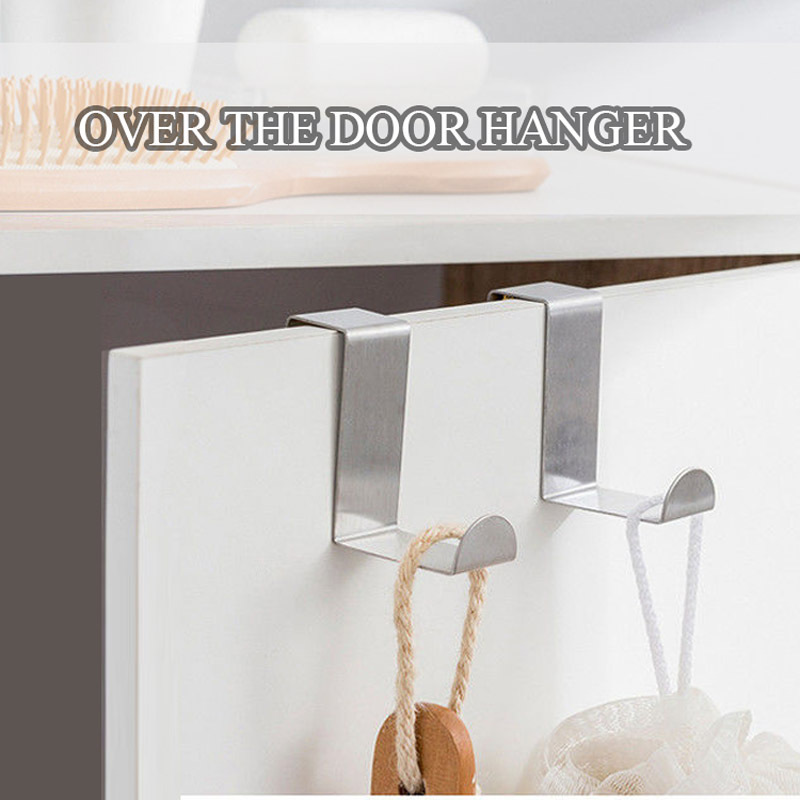 Over The Door Hooks Stainless Steel Clothes Towel Reversible Door Hook Hanger Bathroom Door Hook