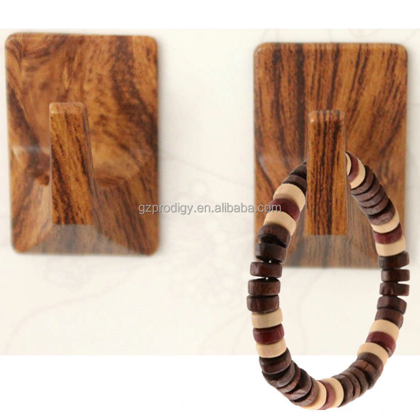 Strong adhesive decorative removable wood stick wall hook