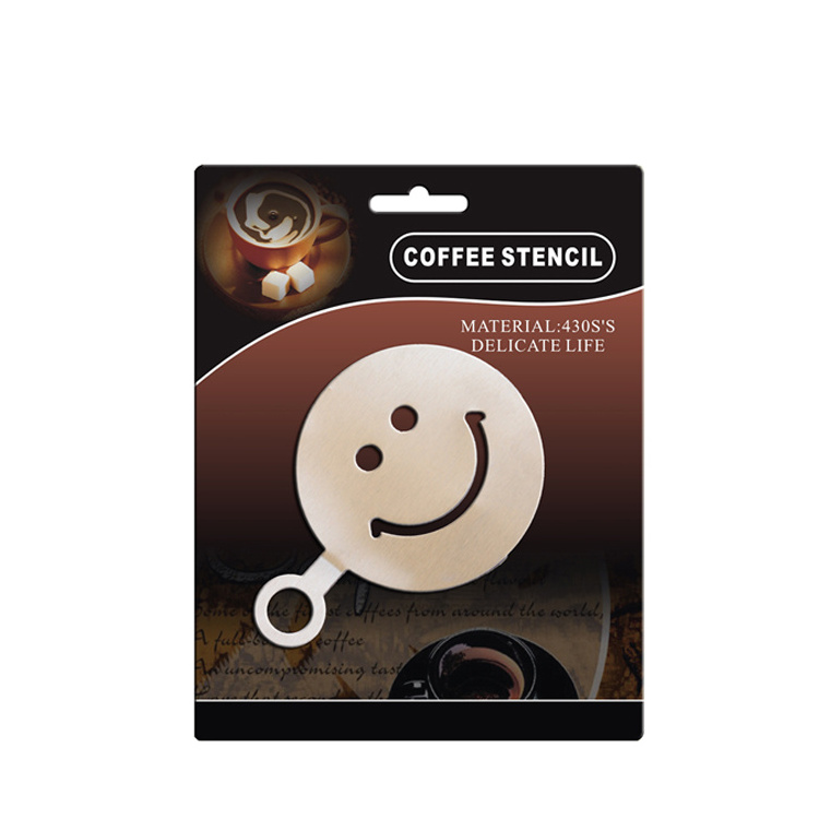 Stainless steel coffee templates cappuccino self decorating customized coffee stencil accessories