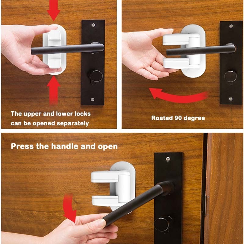 Innovative adhesive interior door handle lock lever child safety door top locks