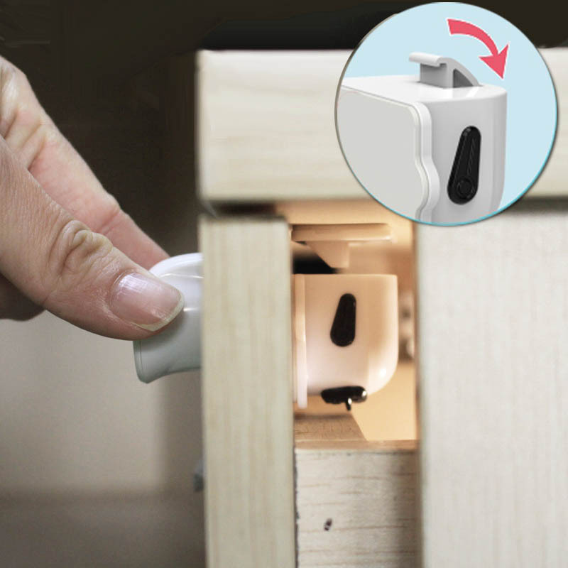 Everyday Use Children Safety Lock ABS Proofing Plastic Drawer Lock with Magnetic System for Cabinets