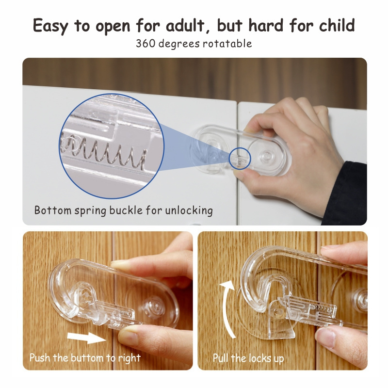 PC transparent baby wardrobe kitchen super strong lock shelf resistant locks children