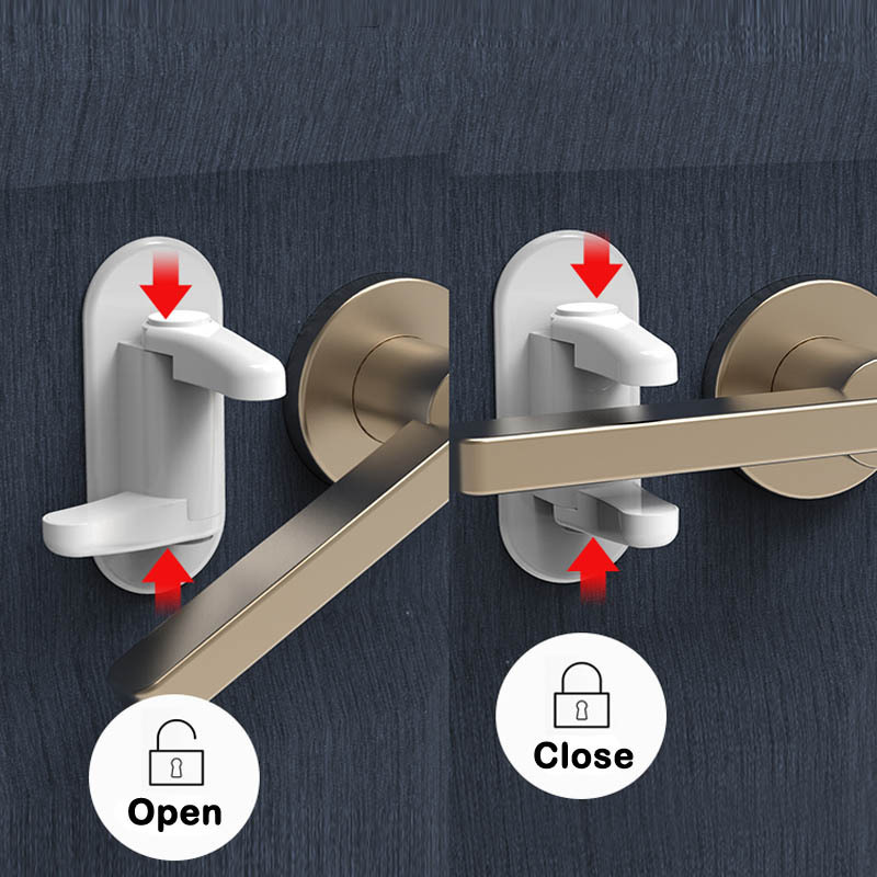 Easy-Operation Childproof Door Lever for Cabinet Locks & Straps Improved Design Prevents Toddlers from Opening for Adults