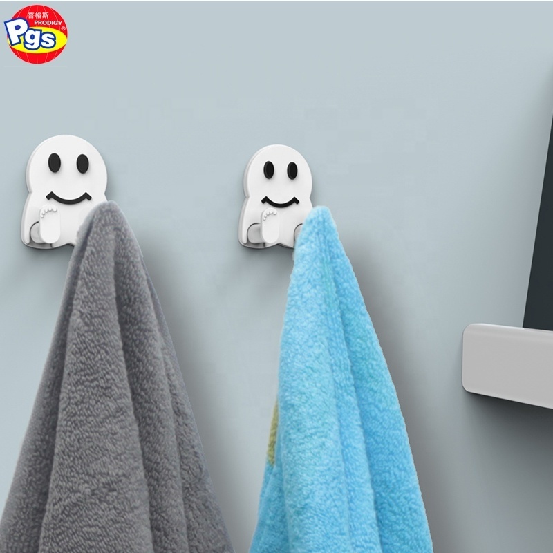 Ghost cute cartoon plastic self adhesive wall mounted hook for  bathroom towel hanging