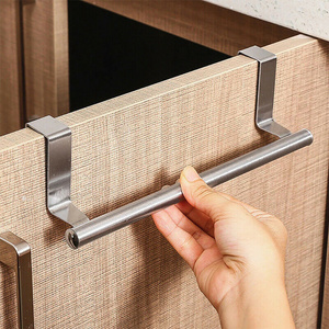 Stainless Steel Towel Bar Holder Foldable Kitchen Cabinet Cupboard Door Hanging Rack Storage Hooks for Clothes Bathroom Homes