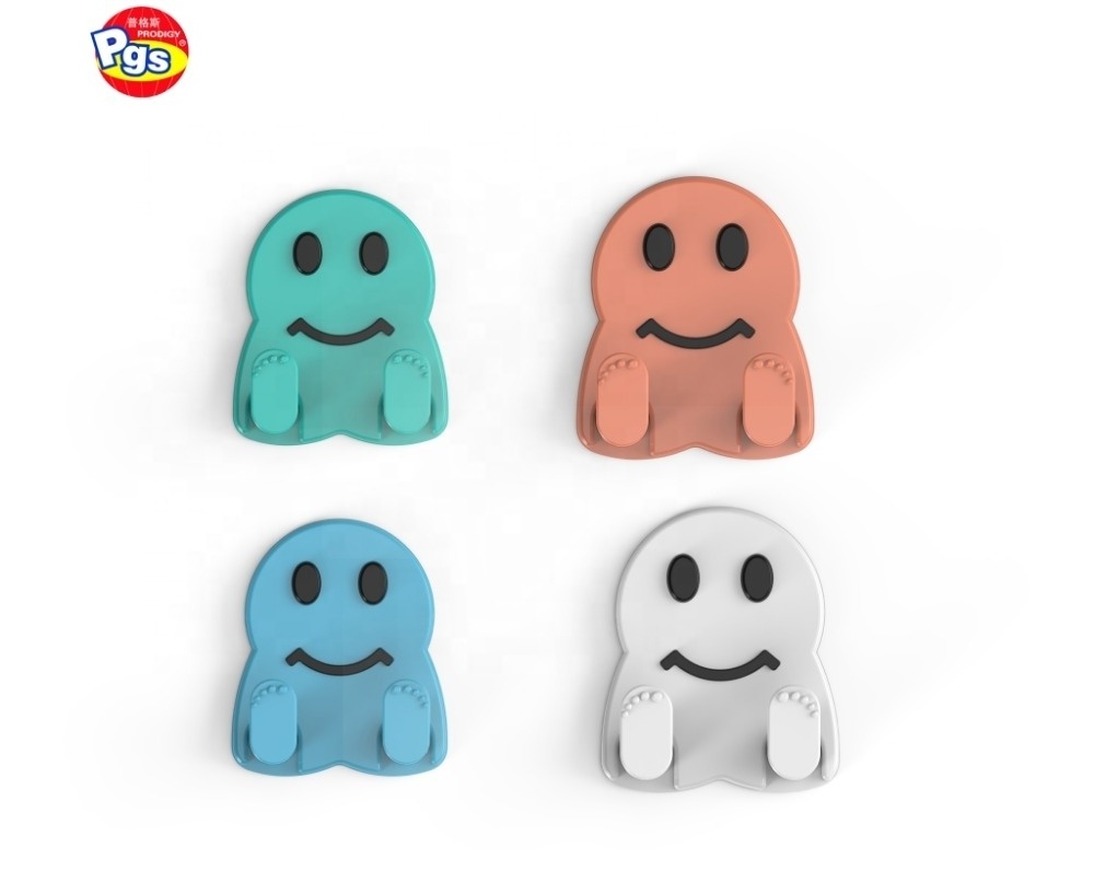 Ghost cute cartoon plastic self adhesive wall mounted hook for  bathroom towel hanging