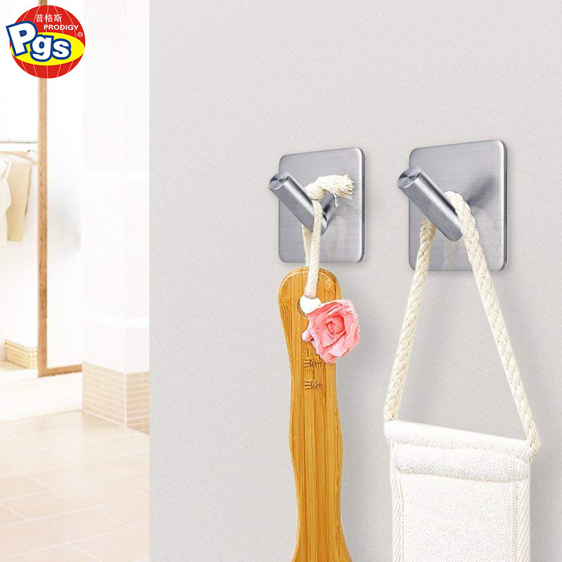 Dual usage stainless steel strong adhesive towel hook coat hook