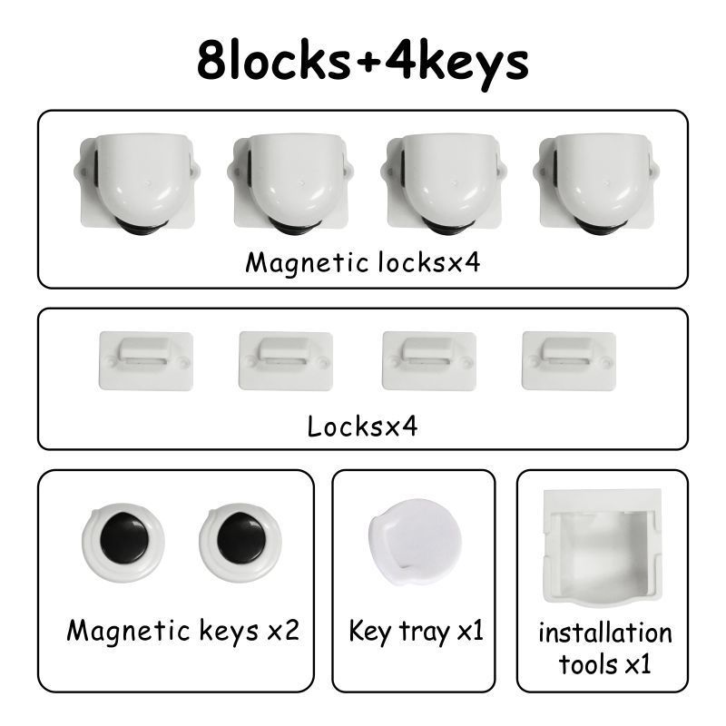 Baby Security Magnetic Lock 8locks+2keys, Magnet cabinet drawer Lock for child safety