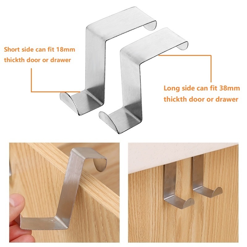 Over The Door Hooks Stainless Steel Clothes Towel Reversible Door Hook Hanger Bathroom Door Hook