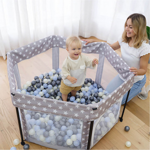 Modern Mesh Fabric Play Game for Baby Playpen Plastic Safety Crawl for Kids for Outdoor Home Bedroom Dining Living Room