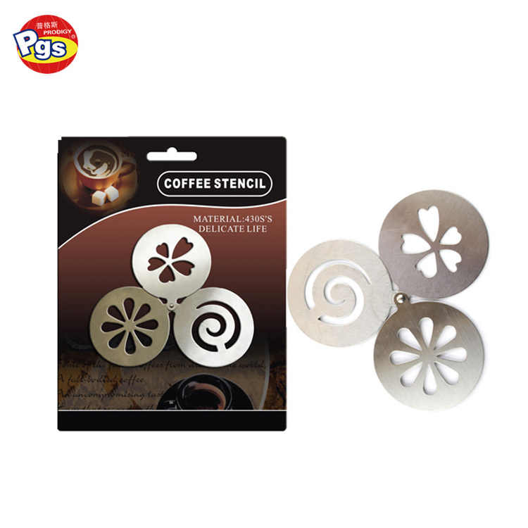 Stainless steel coffee templates cappuccino self decorating customized coffee stencil accessories