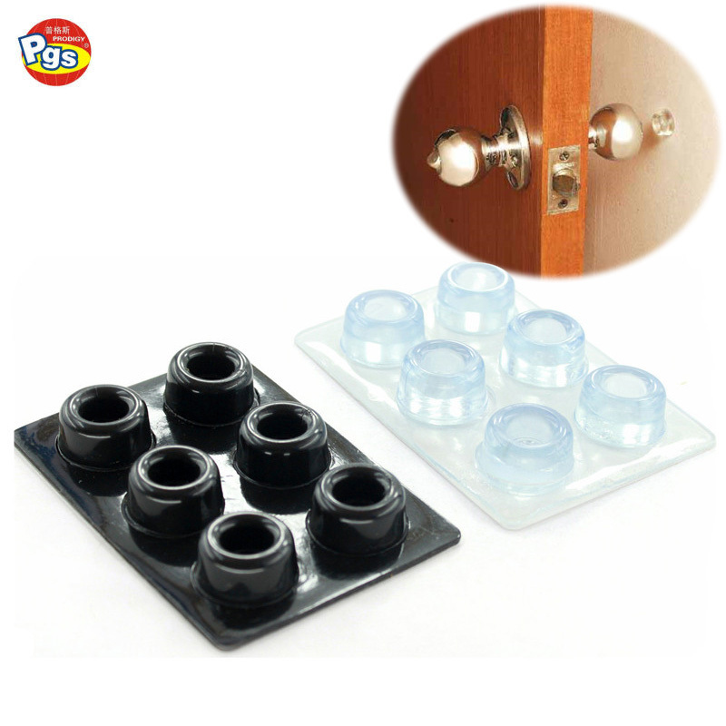 Transparent adhesive wall door stopper shield plastic door knob guard