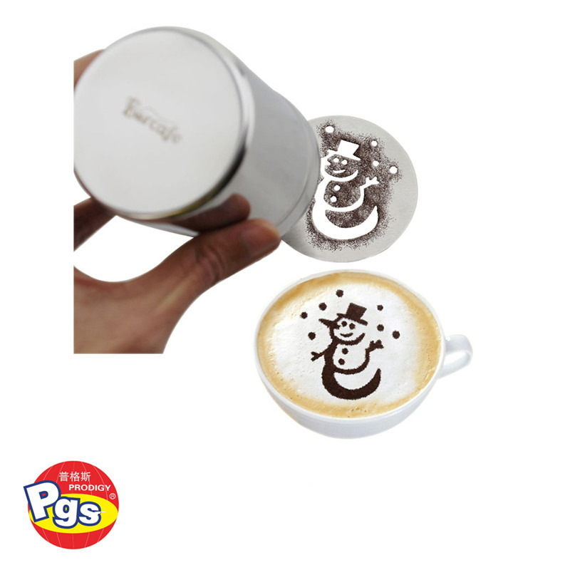 Stainless steel coffee templates cappuccino self decorating customized coffee stencil accessories