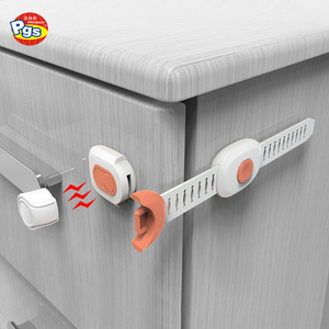 Plastic long cabinet lock drawer latch with magnet key for baby