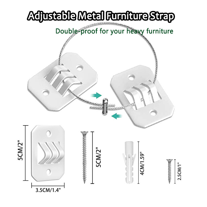 Baby children safety wall metal anti tip furniture straps kit protect children guard furniture