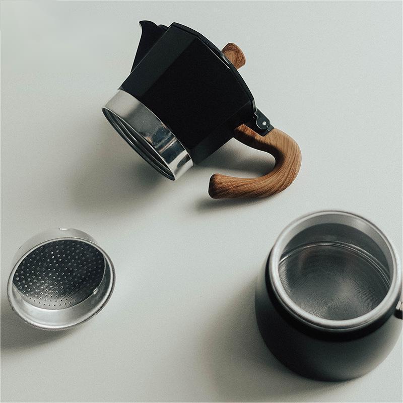 New Design High Borosilicate Glass Double Valve Stainless Steel Moka Pot Glass Coffee Moka Pot