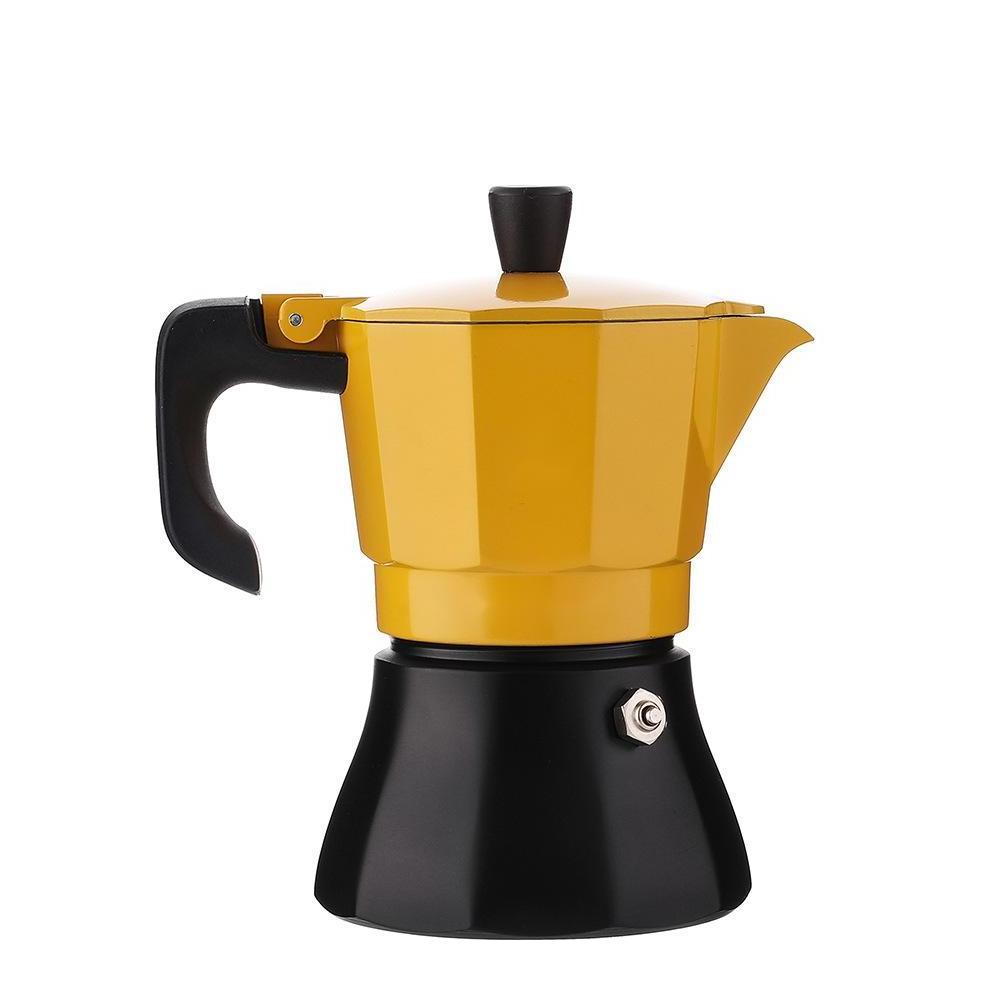 Yellow and Black Moka Coffee Pot 150ml 300ml Moka Pot Espresso Coffee Maker