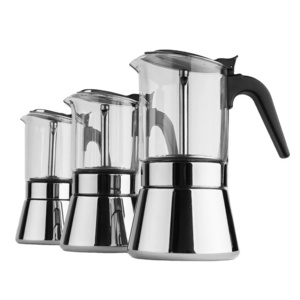 Stovetop Espresso Maker - Luxurious Italian Coffee Machine Maker Stainless Steel Moka Pot with Wooden Handle