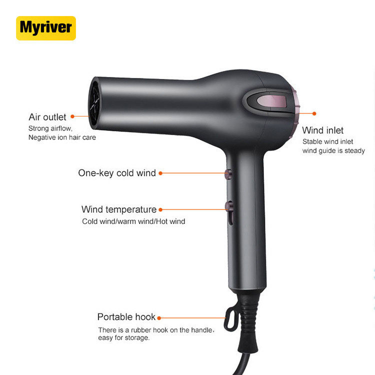 Myriver Luxury Foldable Handle Retractable Cord Hotel Professional Hair Dryer Wireless Electric Hair Dryer