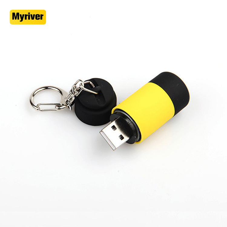 Myriver Hot Sale Mini Usb Charging Led Keychain Ring Flashlights Usb Small Pocket Usb Keychain Light Ring Flashlight