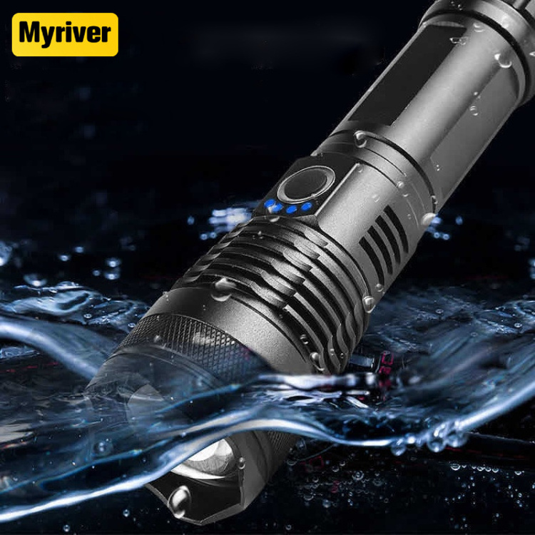 Myriver Xhp50 Bulb Long-Range Aluminum Alloy Telescopic Flashlight Power Display Usb Charging P50 Strong Light Zoom Flashlight