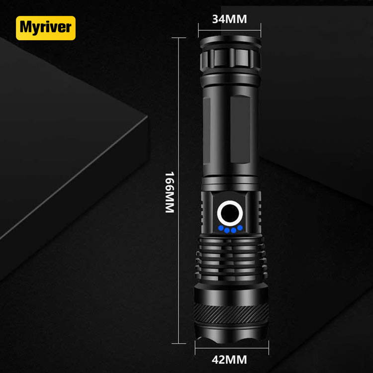 Myriver Ultra Powerful Led Flashlight Usb Rechargeable Zoomable Torch Xhp50 Hand Lamp 26650 18650 Battery Flash Light