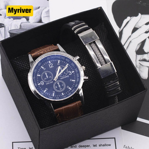 Myriver Mens Watches Top Brand Luxury Leather Stainless Steel Glass Quartz Analog Wristwatches Men Clocks