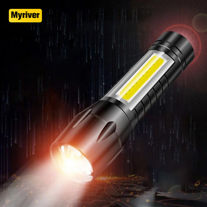 Myriver Bright Mini Led Cob Flashlight Zoomable Portable Usb Rechargeable Outdoor Camping Fishing Tactical Flashlight