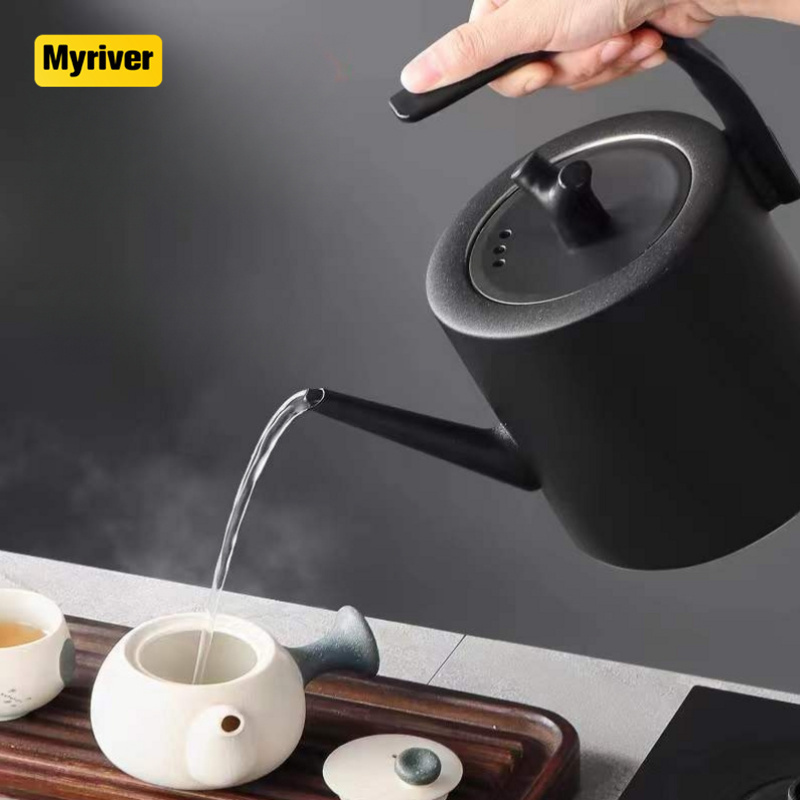 Myriver 2023 Hot Selling 600Ml Stainless Steel Hand Punch Coffee Pot Home Portable Personalized Tea Pot With Lid And Handle