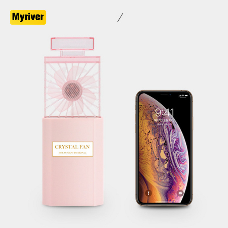 Myriver 2023 White Perfume Bottle Lithium Battery Electric Cooling Fans Pocket Mini Usb Fan For Girls