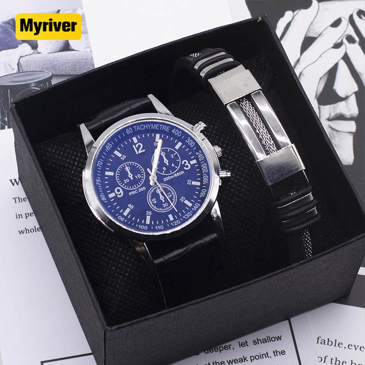 Myriver Mens Watches Top Brand Luxury Leather Stainless Steel Glass Quartz Analog Wristwatches Men Clocks