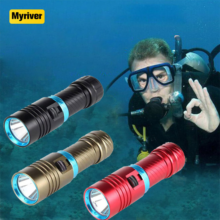 Myriver Diving Swimming Led Diving Flashlight Underwater Waterproof Dive Torch Light Lamp Lantern 26650 18650 Battery Charger